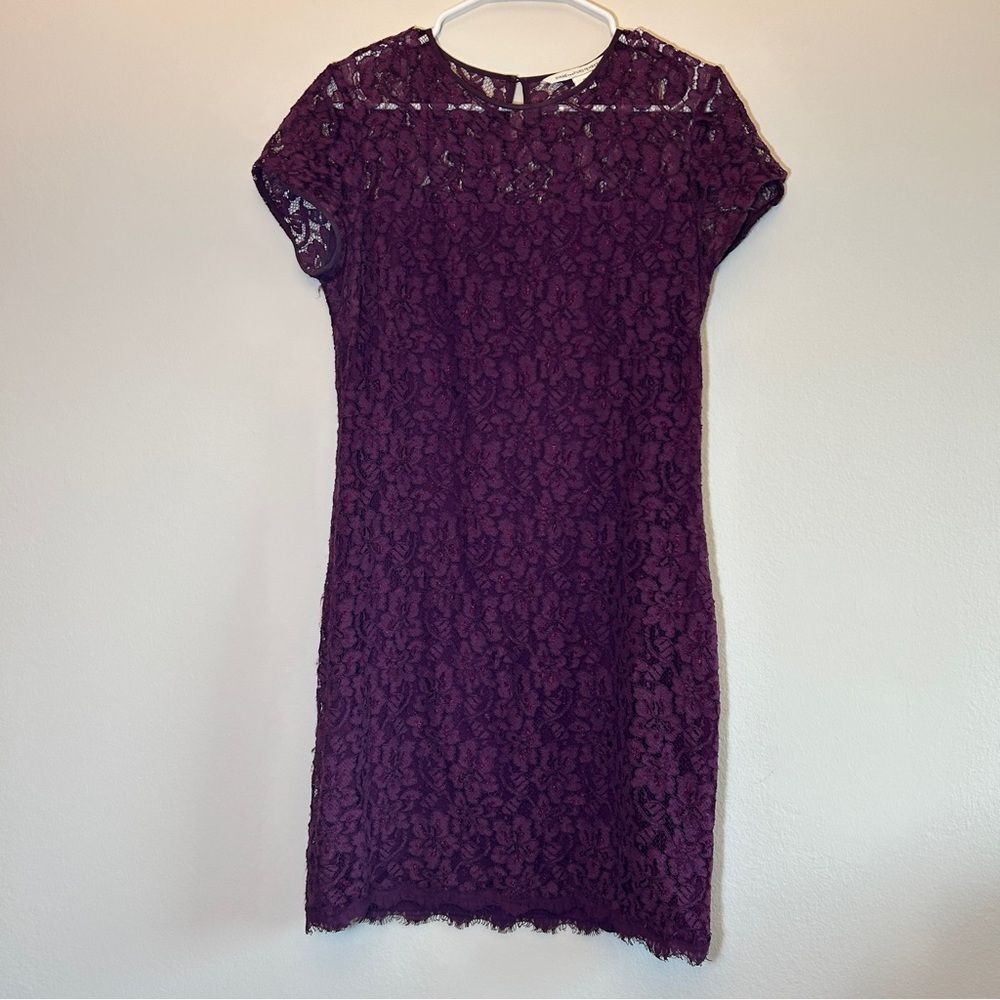 Diane Von Furstenberg Purple Barbie Lace Dress Size 10